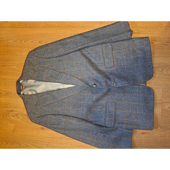 Paul Stuart Sport Coat Mens 43L Long Wool Tweed Gray